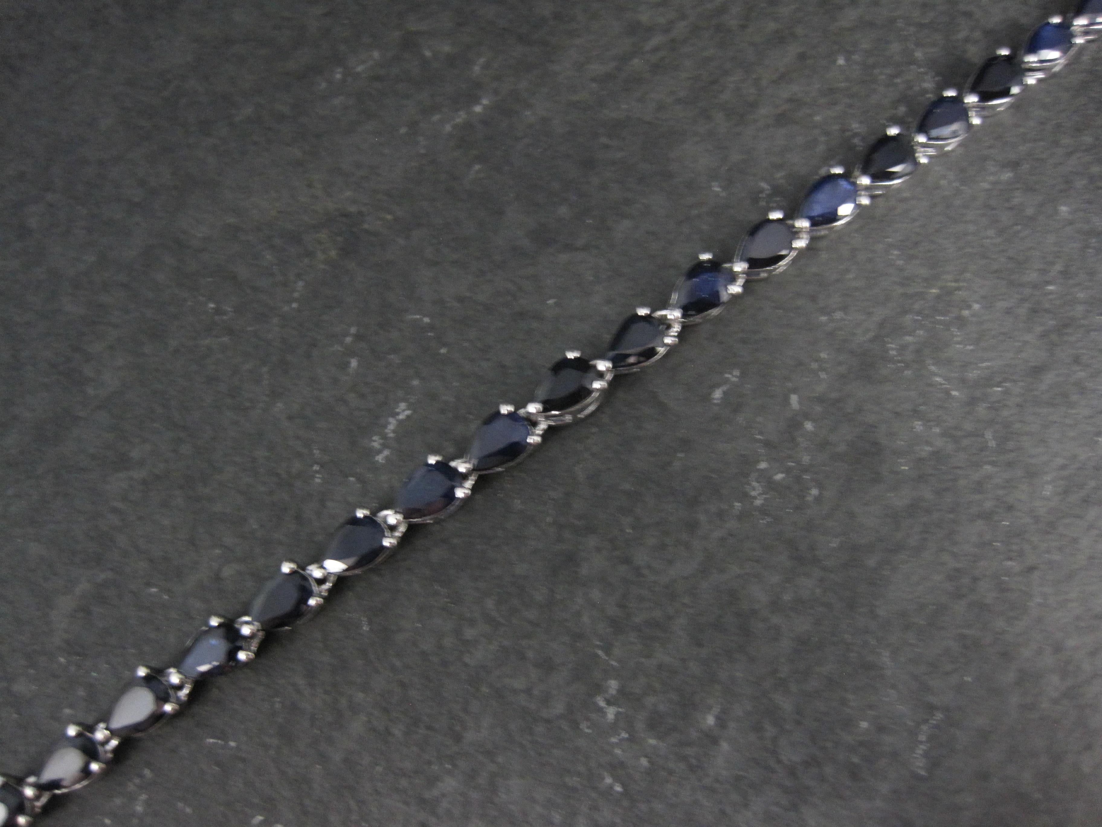 Sterling Silver Sapphire Tennis Bracelet 7.5 Inches For Sale 1