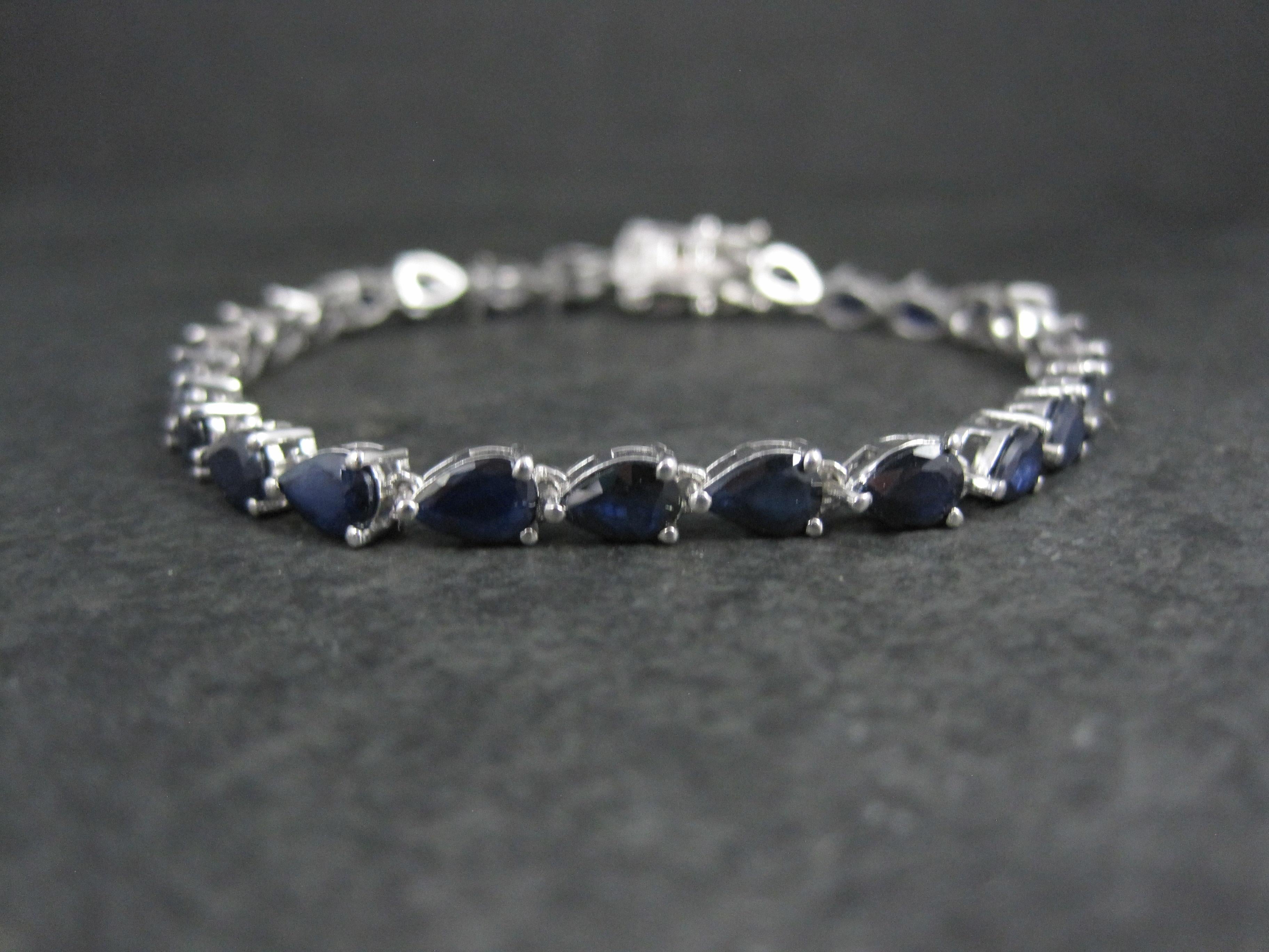 Sterling Silver Sapphire Tennis Bracelet 7.5 Inches For Sale 3