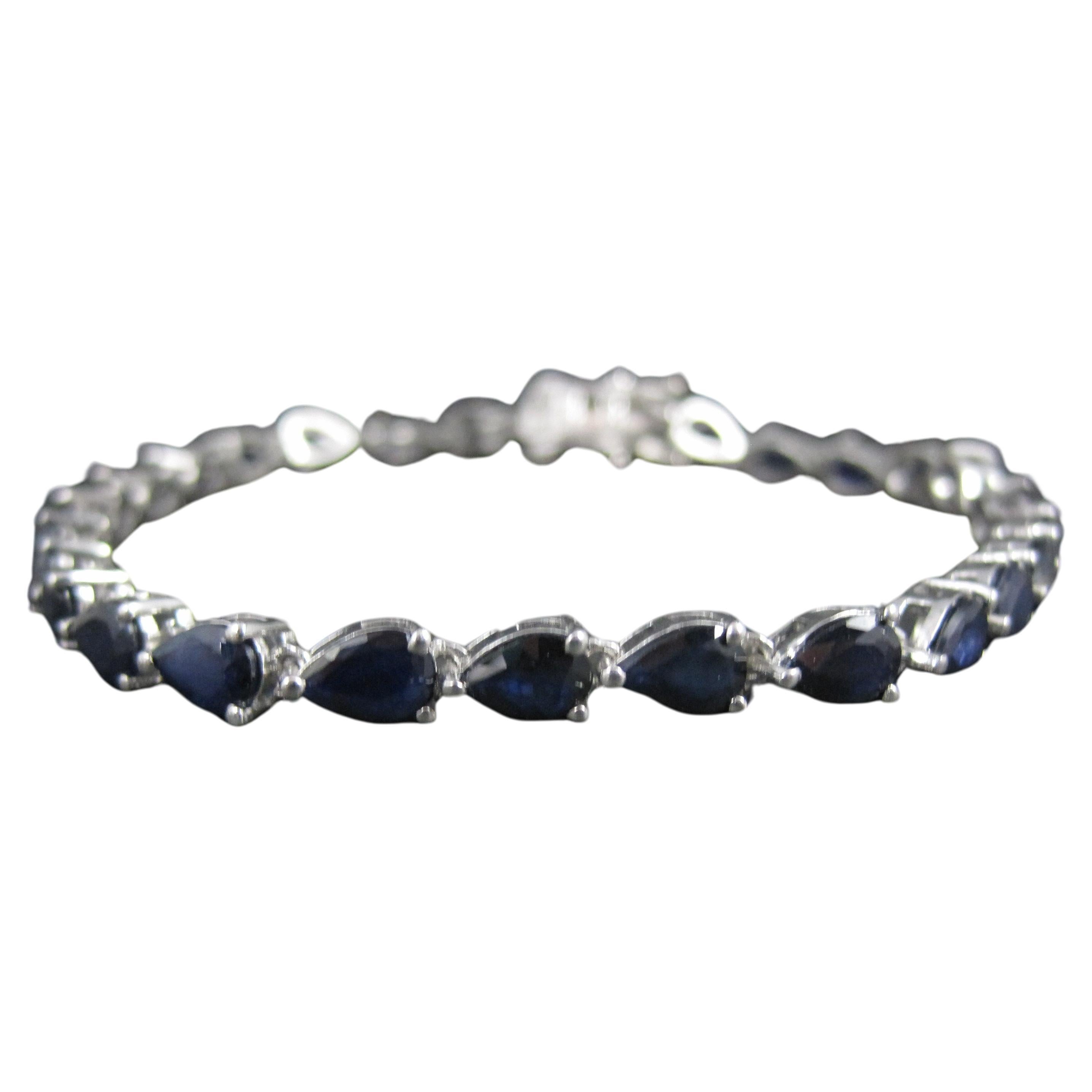 Sterling Silver Sapphire Tennis Bracelet 7.5 Inches For Sale