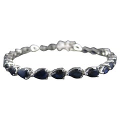 Sterling Silver Sapphire Tennis Bracelet 7.5 Inches