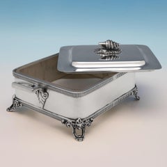 Edwardian Antique Sterling Silver Sardine Dish by Walker & Hall, 1908