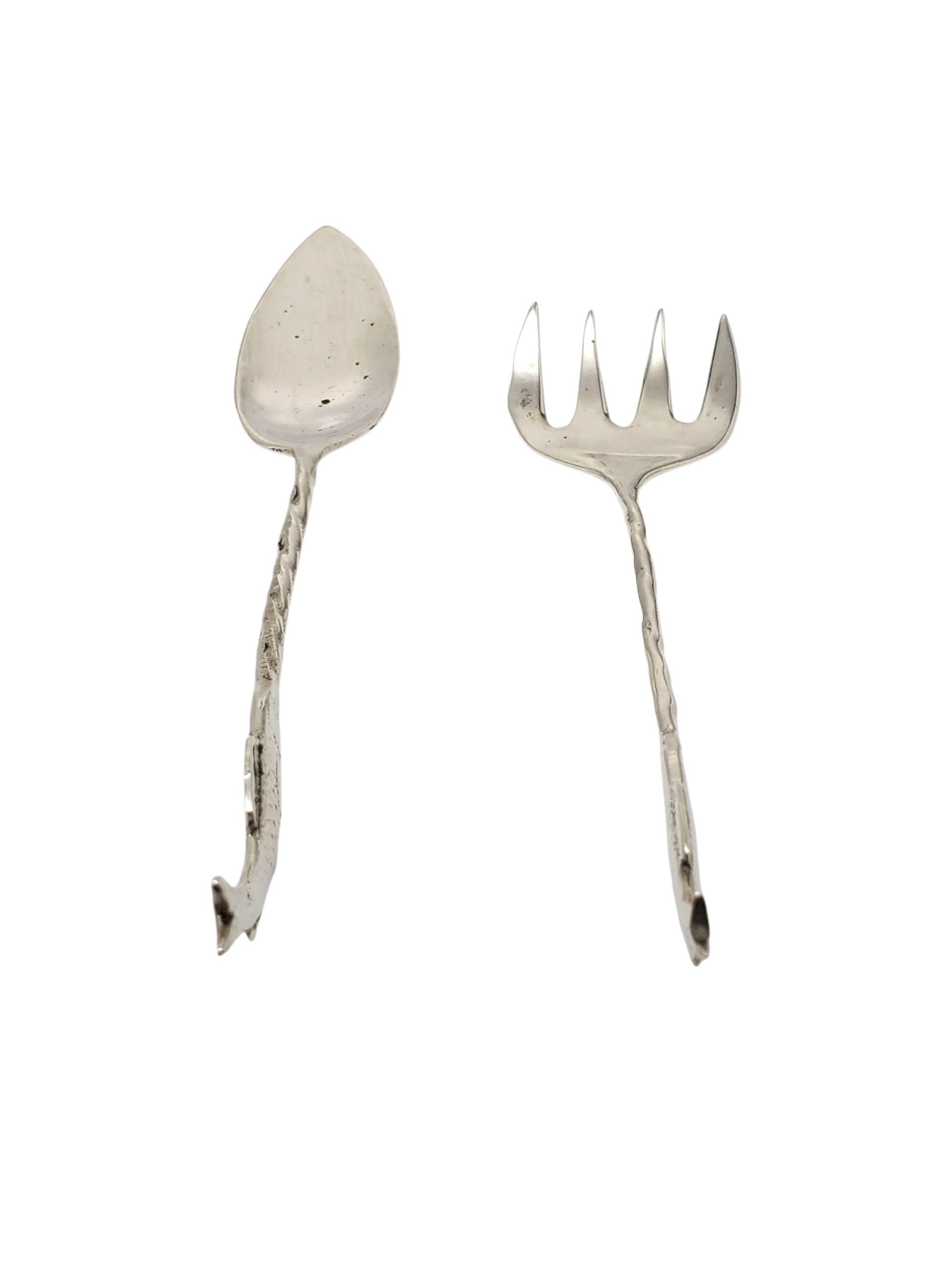 Contemporary Sterling Silver Sardine Fork & Spoon Serving Set #22641 For Sale