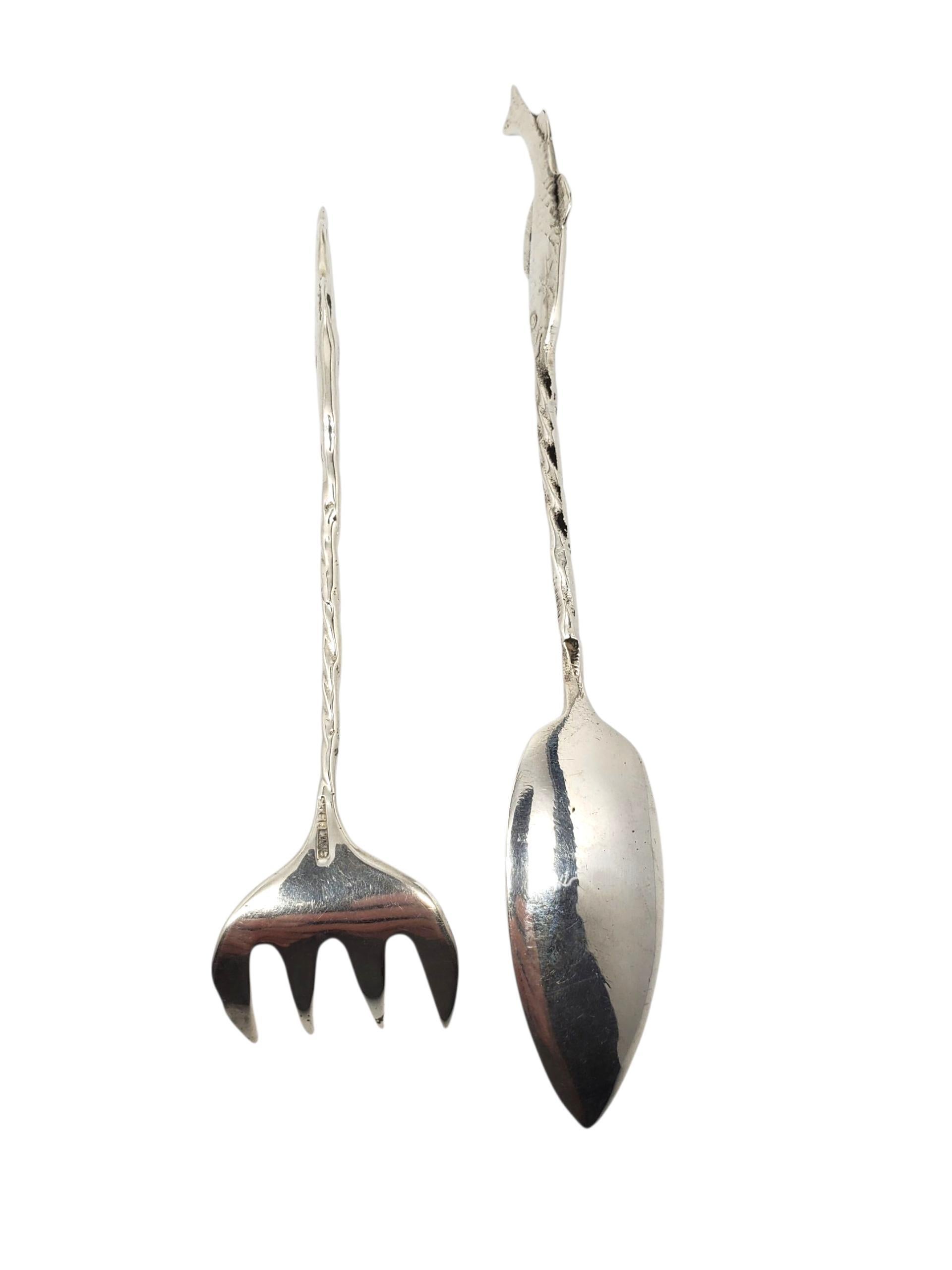 Women's or Men's Sterling Silver Sardine Fork & Spoon Serving Set #22641 For Sale