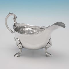 18th Century Antique Sterling Silver Sauce Boat, George II, London, 1750