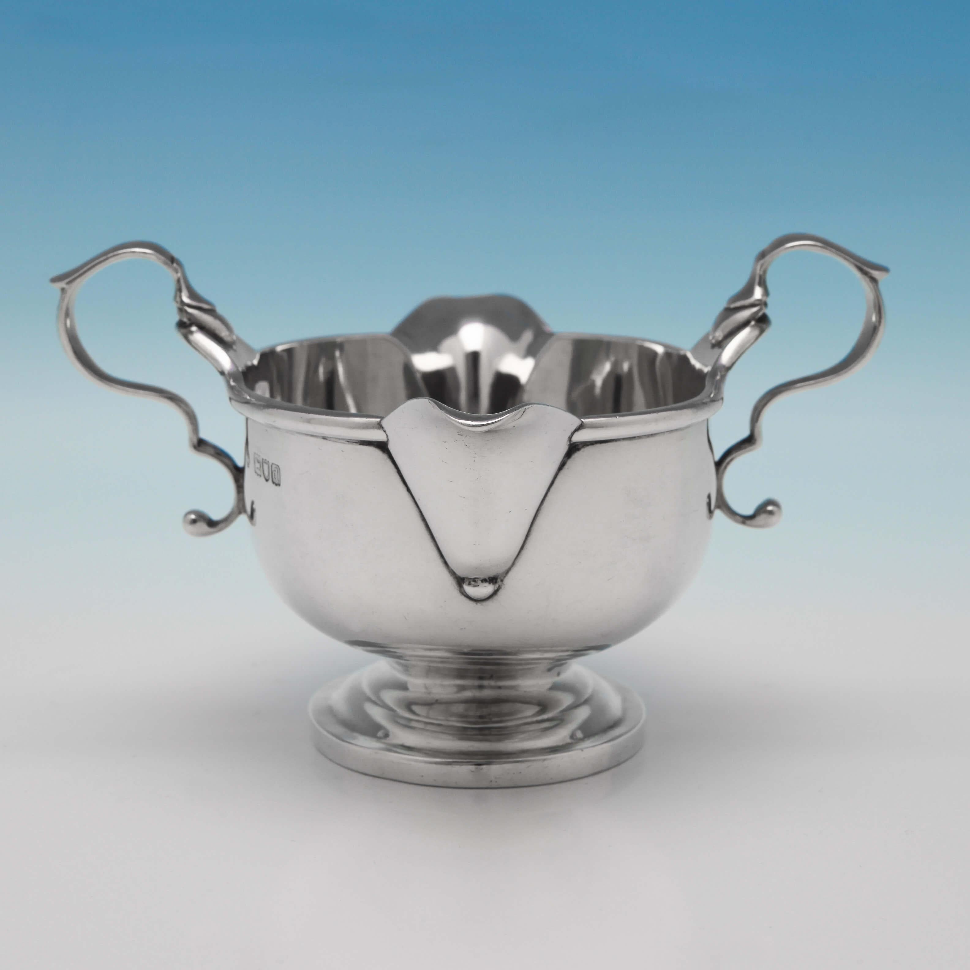 Art Nouveau Victorian Double Sided Antique Sterling Silver Sauce Boat by Carringtons in 1899