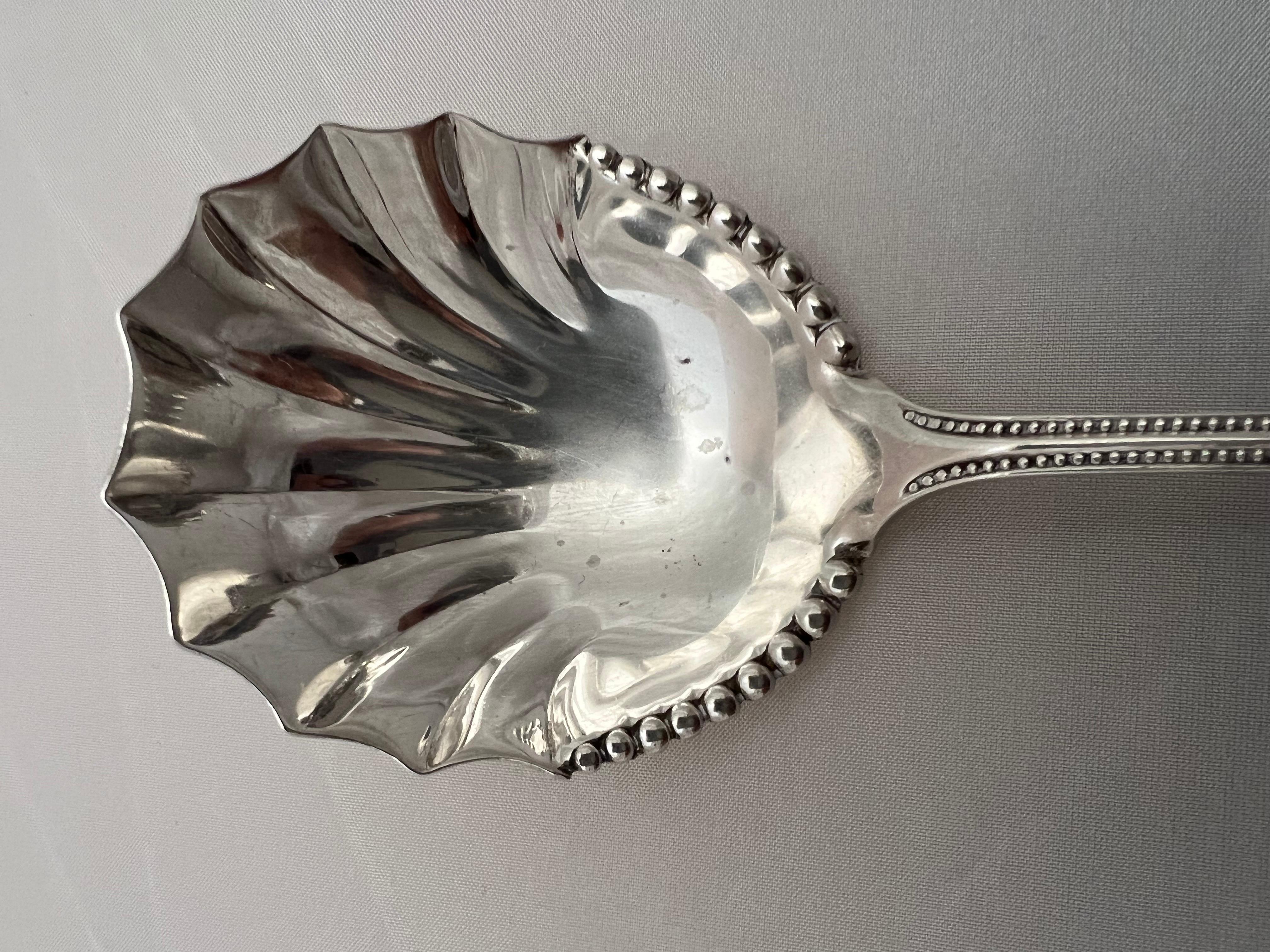 English Sterling Silver Scalloped Serving Spoon