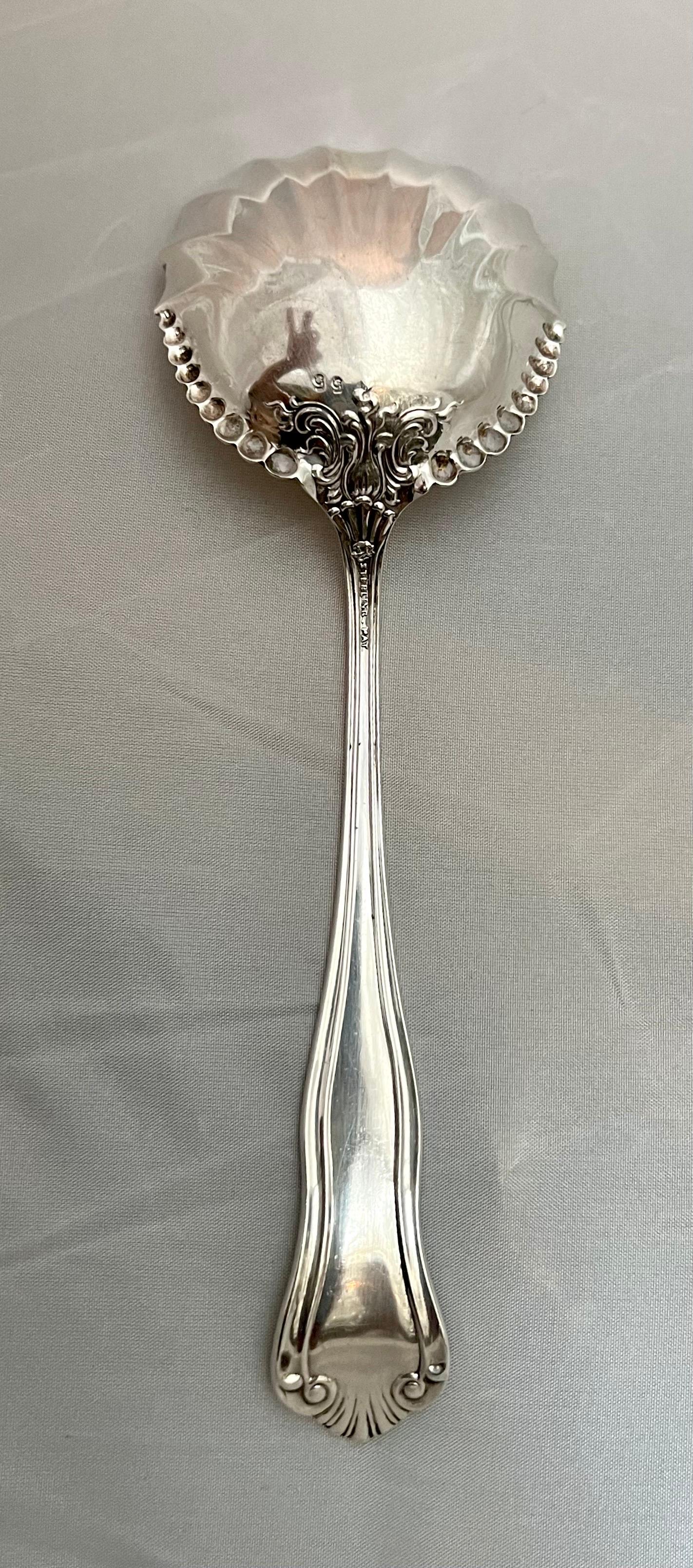 20th Century Sterling Silver Scalloped Serving Spoon