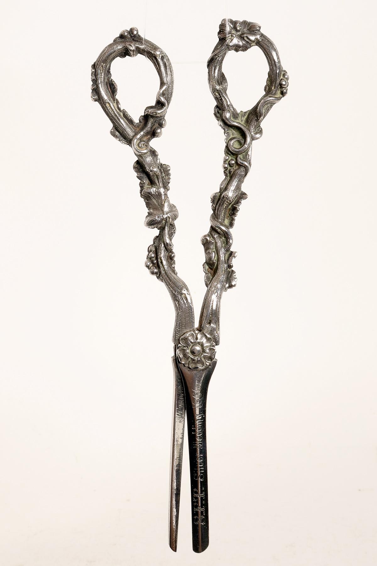 19th Century Sterling Silver Scissors to Cut the Stems of the Bunches of Grapes, USA 1860 For Sale