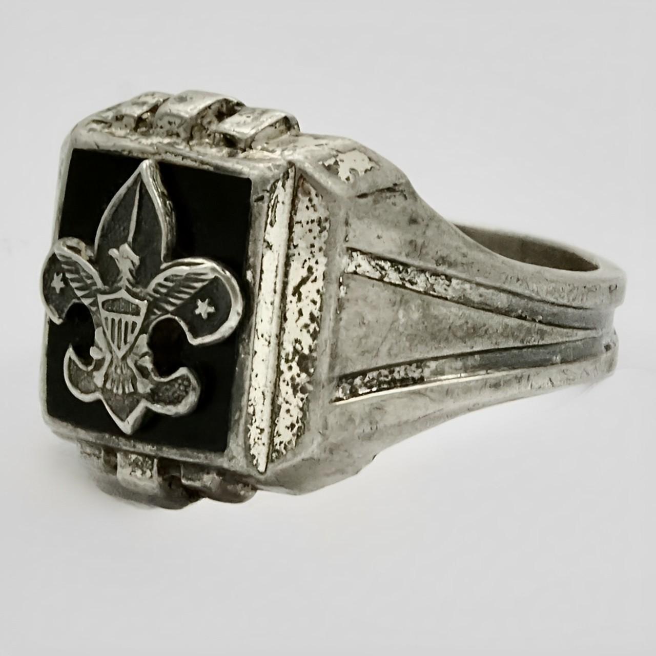 Pear Cut Sterling Silver Scouts Ring circa 1930s For Sale