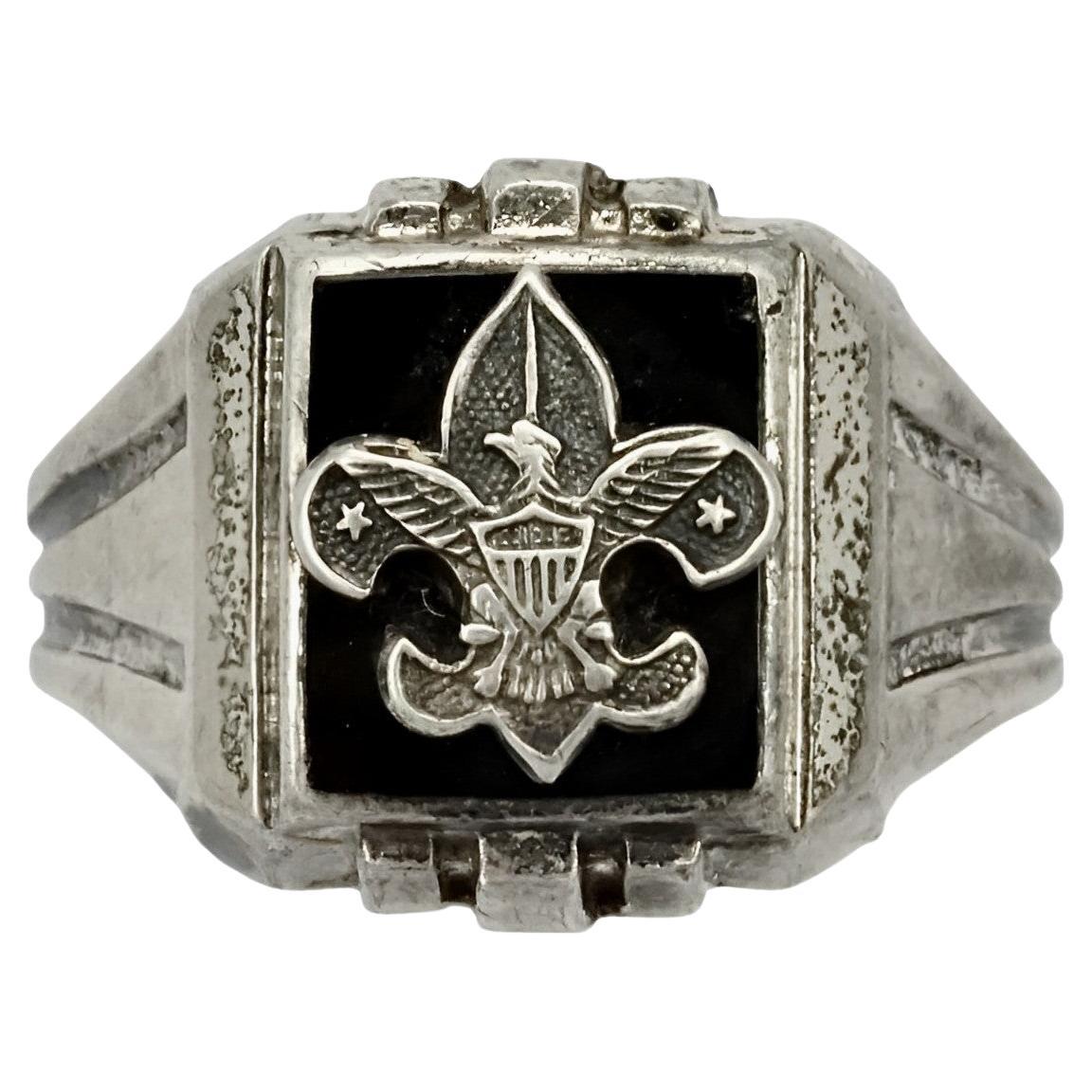 Bague de scouts en argent circa 1930 en vente