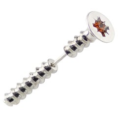 Sterling Silver Screw Shaped Silver Earring Topped with a Topaz Stone