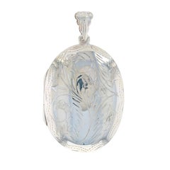 Sterling Silver Scrolling Vine Large Locket Pendant - 925 Two Oval Frames