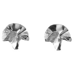 Sterling Silver Sculptural Mini Flower Statement Stud Earrings by Sterling King