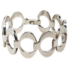 Pulsera de plata de ley con eslabones ovalados esculturales n.º 24668