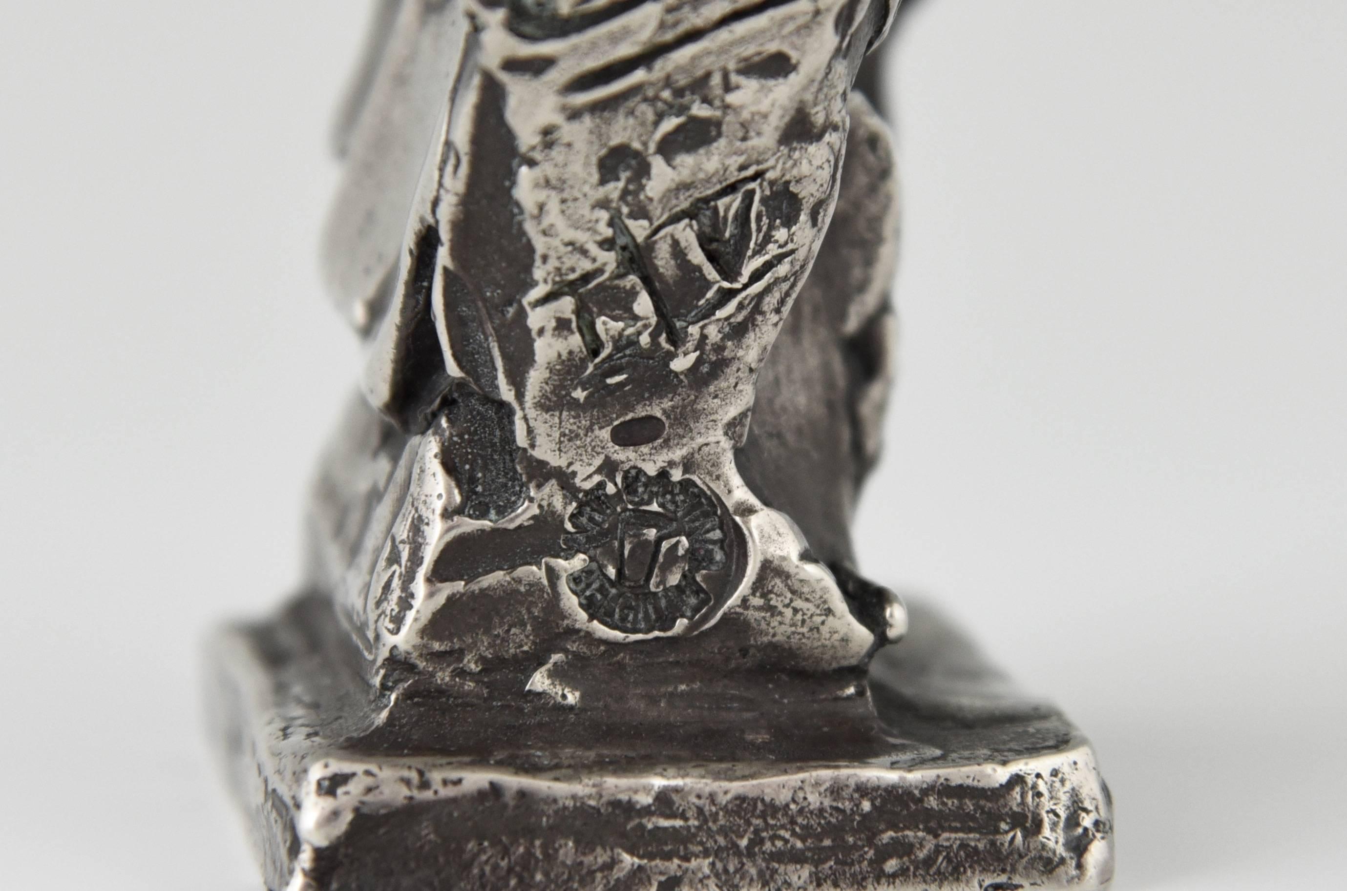 Contemporary Sterling Silver Sculpture of a Chimpanzee Monkey by Erwin Peeters