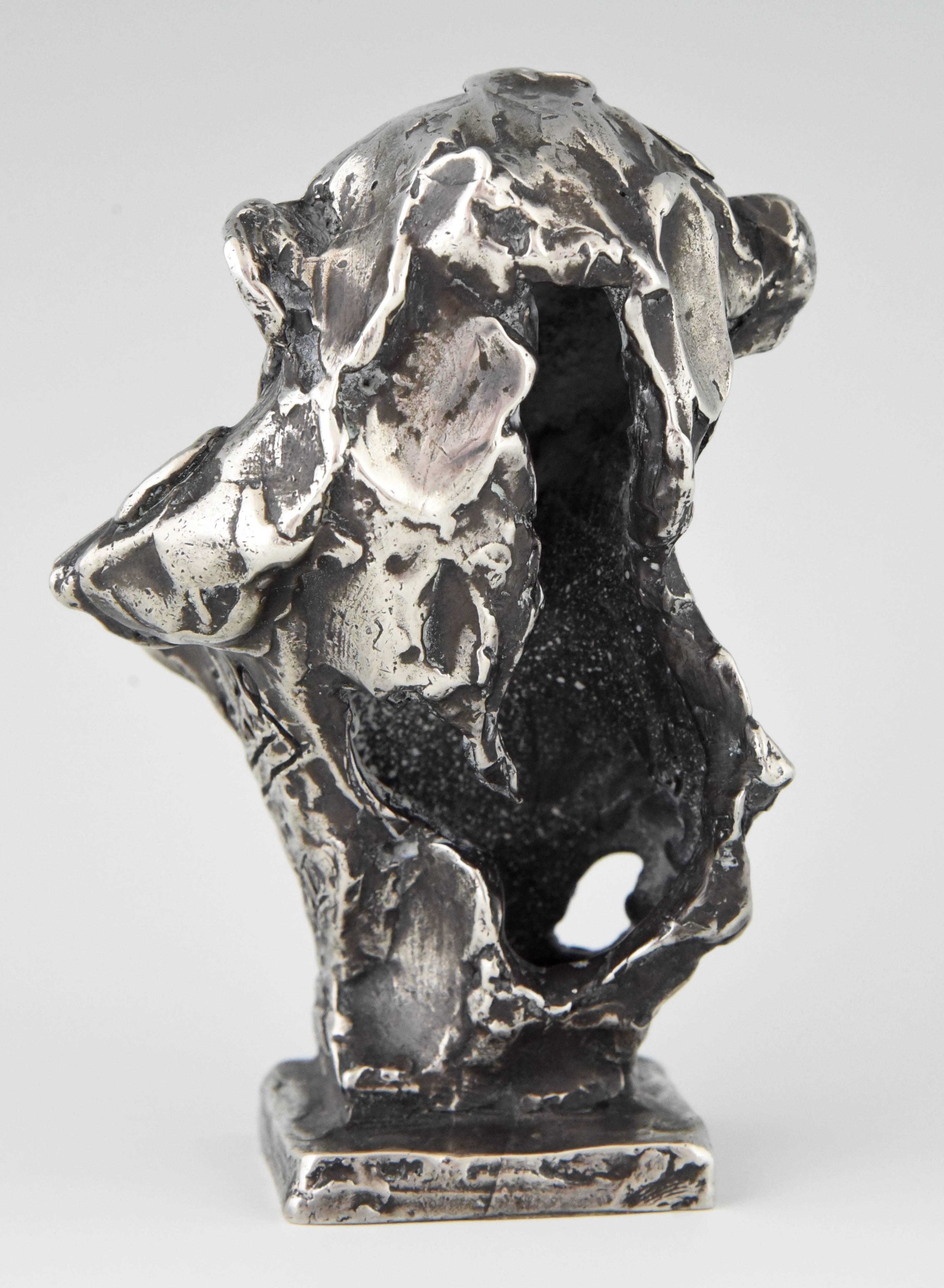 Modern Sterling Silver Sculpture of a Chimpanzee Monkey by Erwin Peeters