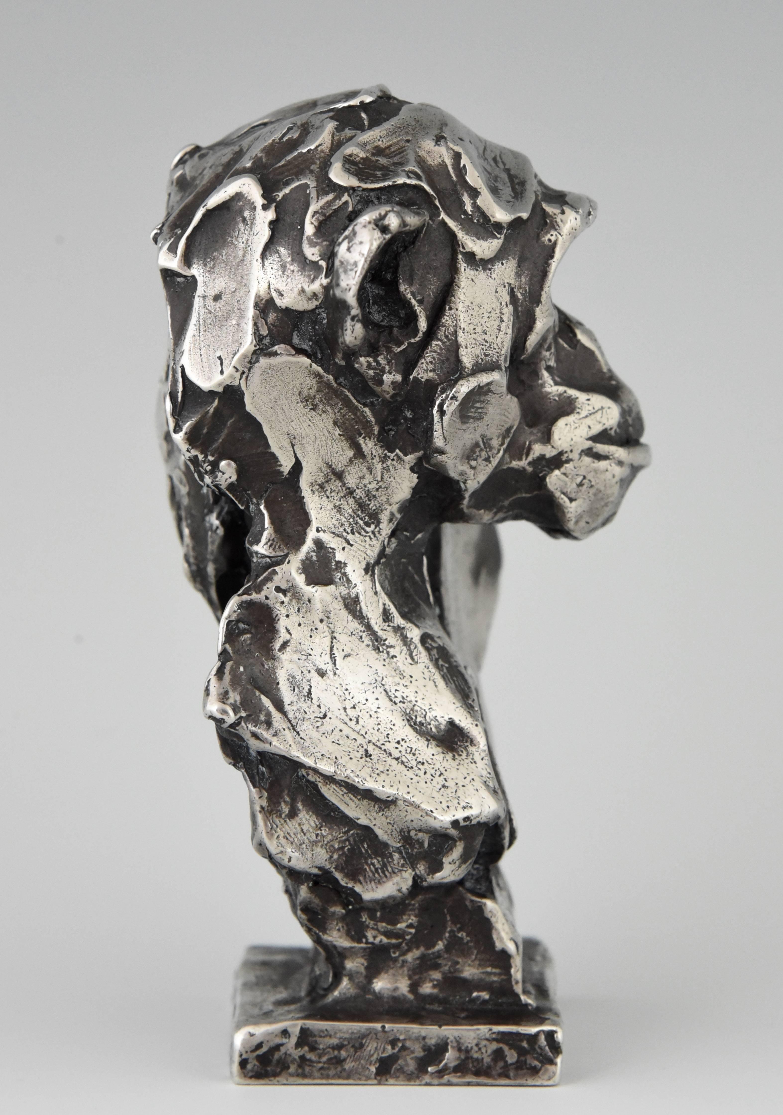 Belgian Sterling Silver Sculpture of a Chimpanzee Monkey by Erwin Peeters