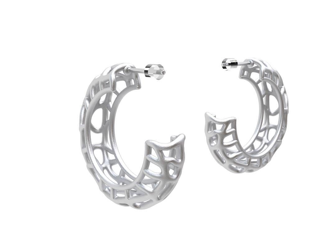 Women's Sterling Silver Seaweed Hoop Earrings For Sale