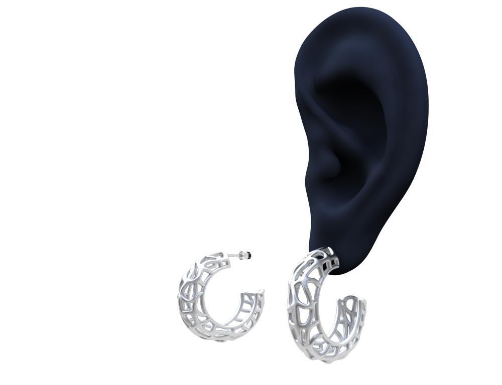 Sterling Silver Seaweed Hoop Earrings For Sale 1