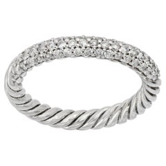 Sterling Silver Semi Eternity Cable Ring With Diamonds