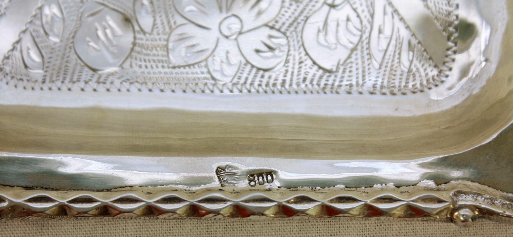 Vintage 1970s French Sterling Silver Platter with Intricate Engraving 4