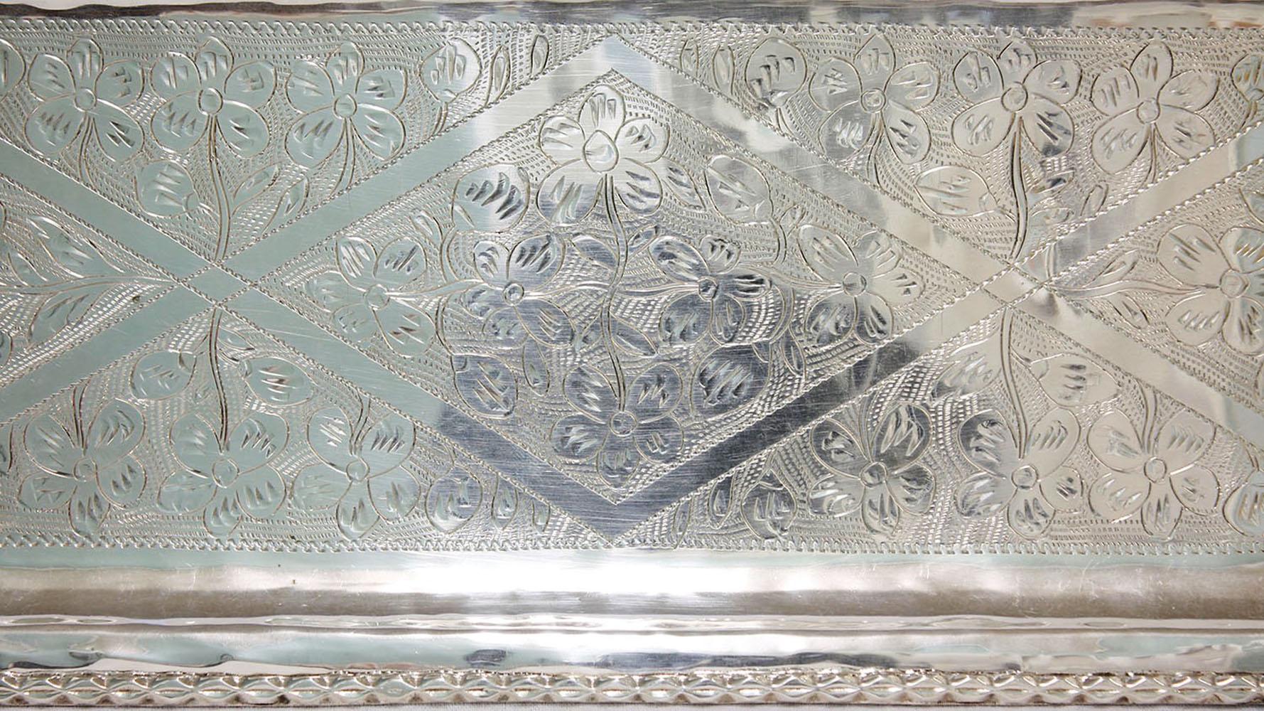 Vintage 1970s French Sterling Silver Platter with Intricate Engraving 5