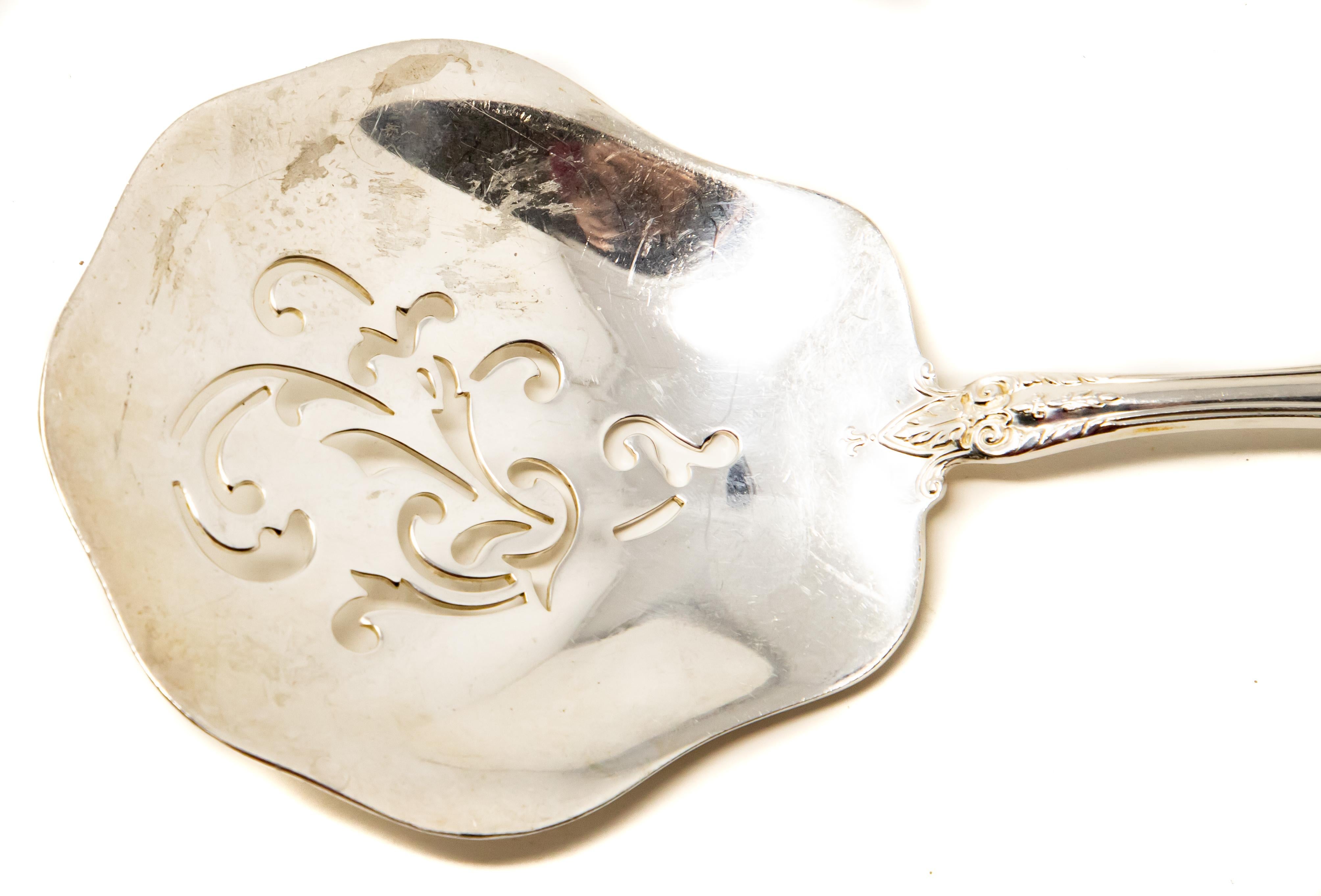 Art Nouveau Sterling Silver Serving Spoon For Sale