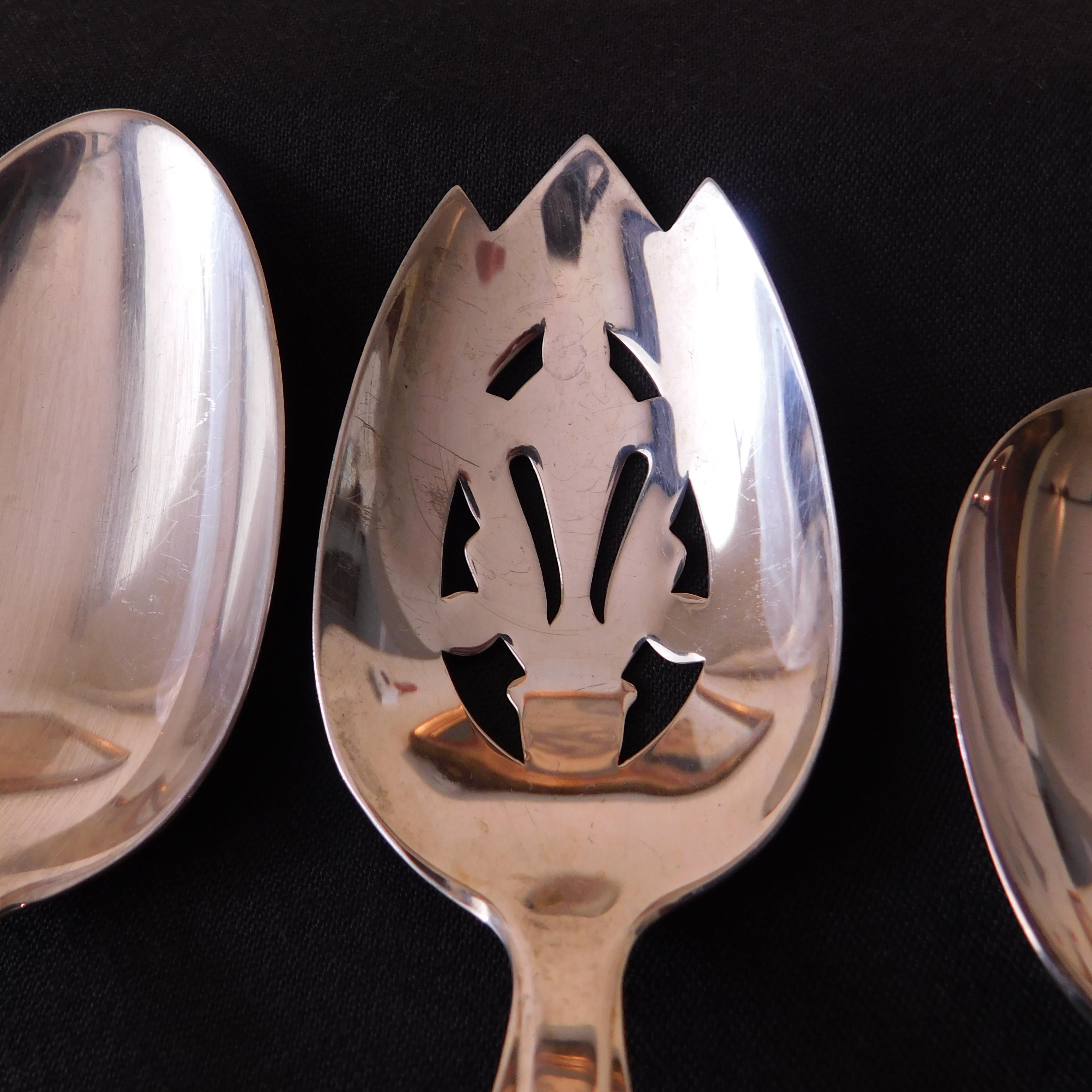 American Colonial Sterling Silver Serving Spoons 1810 Pattern by International Silver For Sale
