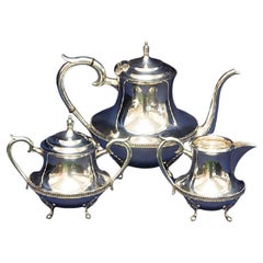 Ensemble de 3 pièces cafetière, sucrier et crémier en argent sterling 950 avec doublure et crémier 41,93