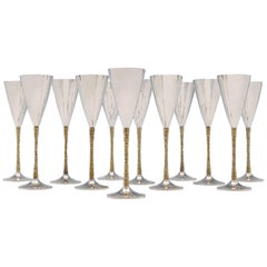 Stuart Devlin - Mid Century Modern Sterling Silver Set of 12 Champagne Flutes