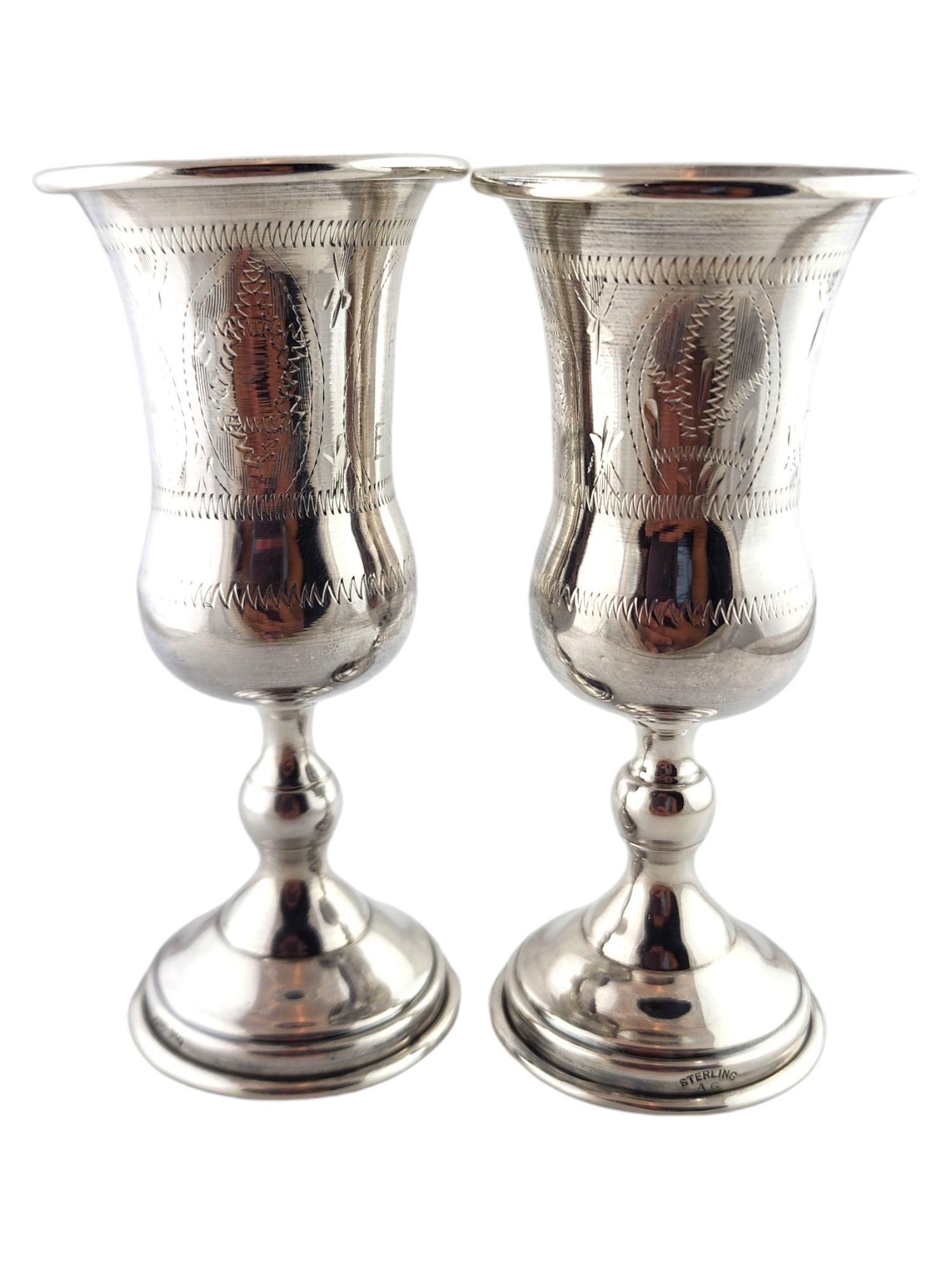 Donna Set di 2 tazze Kiddush incise in argento Sterling #18712 in vendita