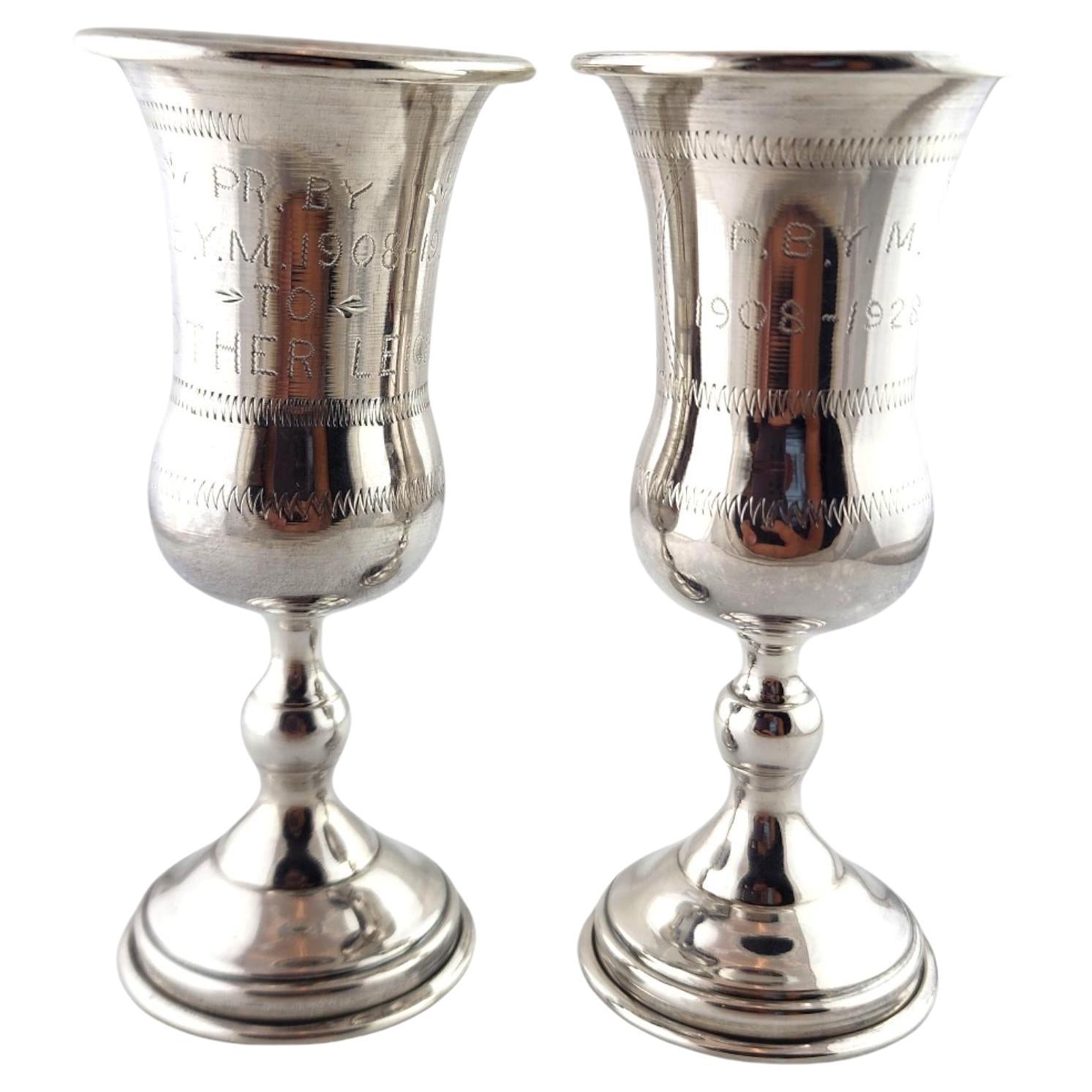 Sterling Silver Set of 2 Engraved Kiddush Cups #18712