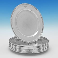 Rare ensemble de 24 assiettes plates anciennes en argent sterling George III - Londres 1806/08