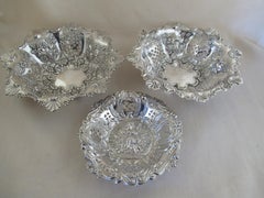 Sterling Silver, Set of 3 Sweetmeat Dishes, Hallmarked, Birmingham, 1898