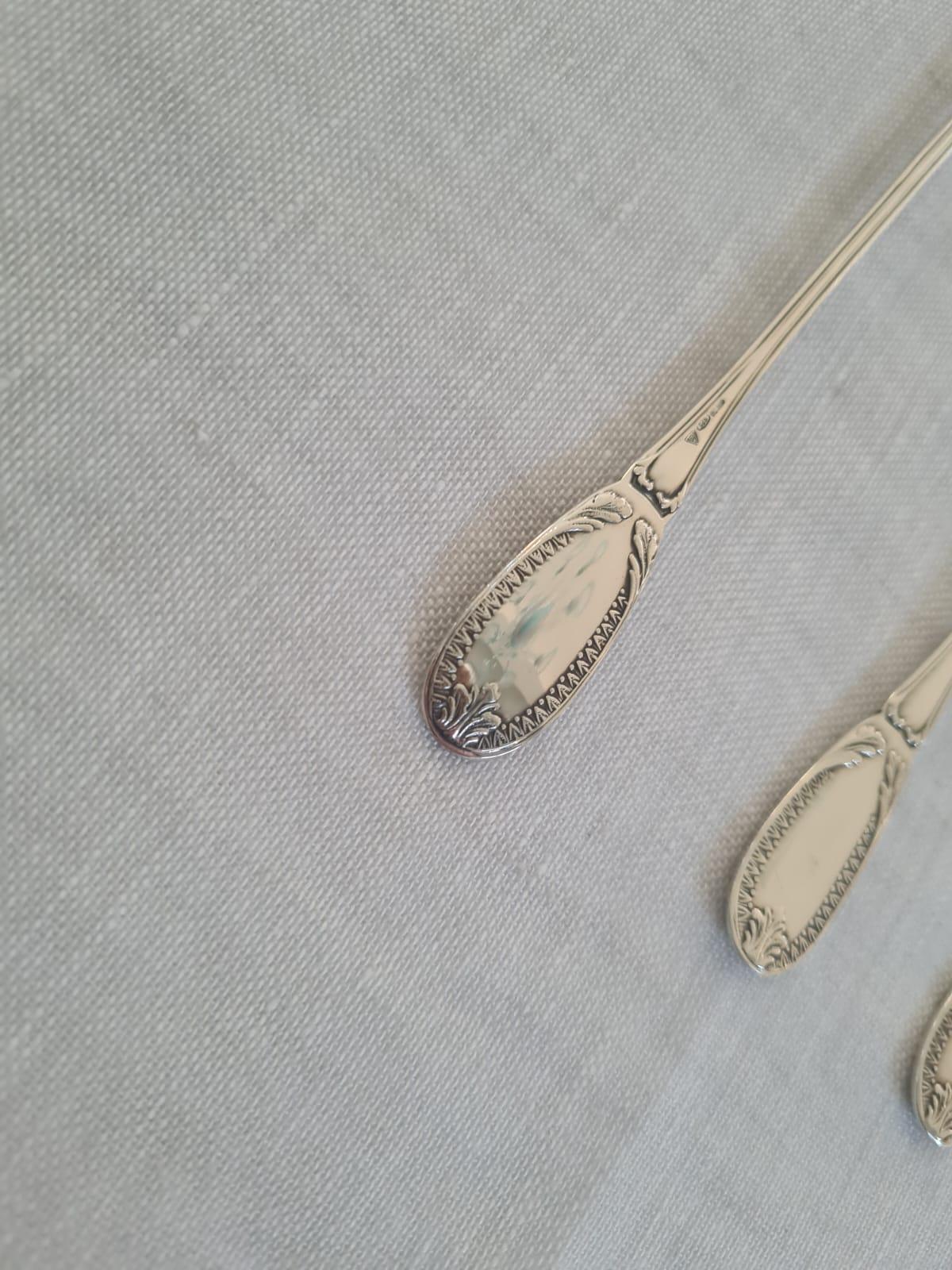 Empire Sterling Silver Set of 6 bar spoons, long handle for cocktail mixing For Sale