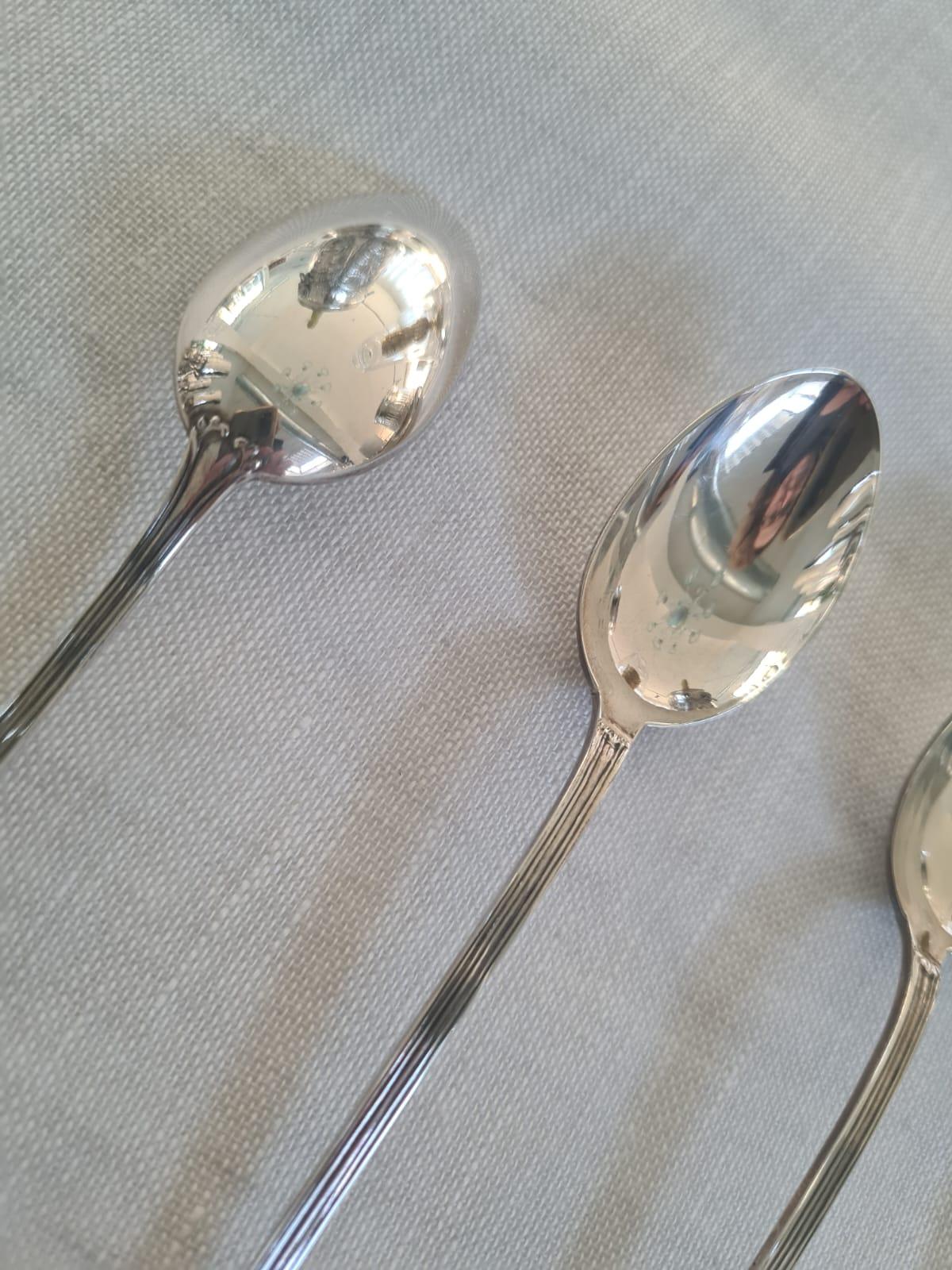 Italian Sterling Silver Set of 6 bar spoons, long handle for cocktail mixing For Sale