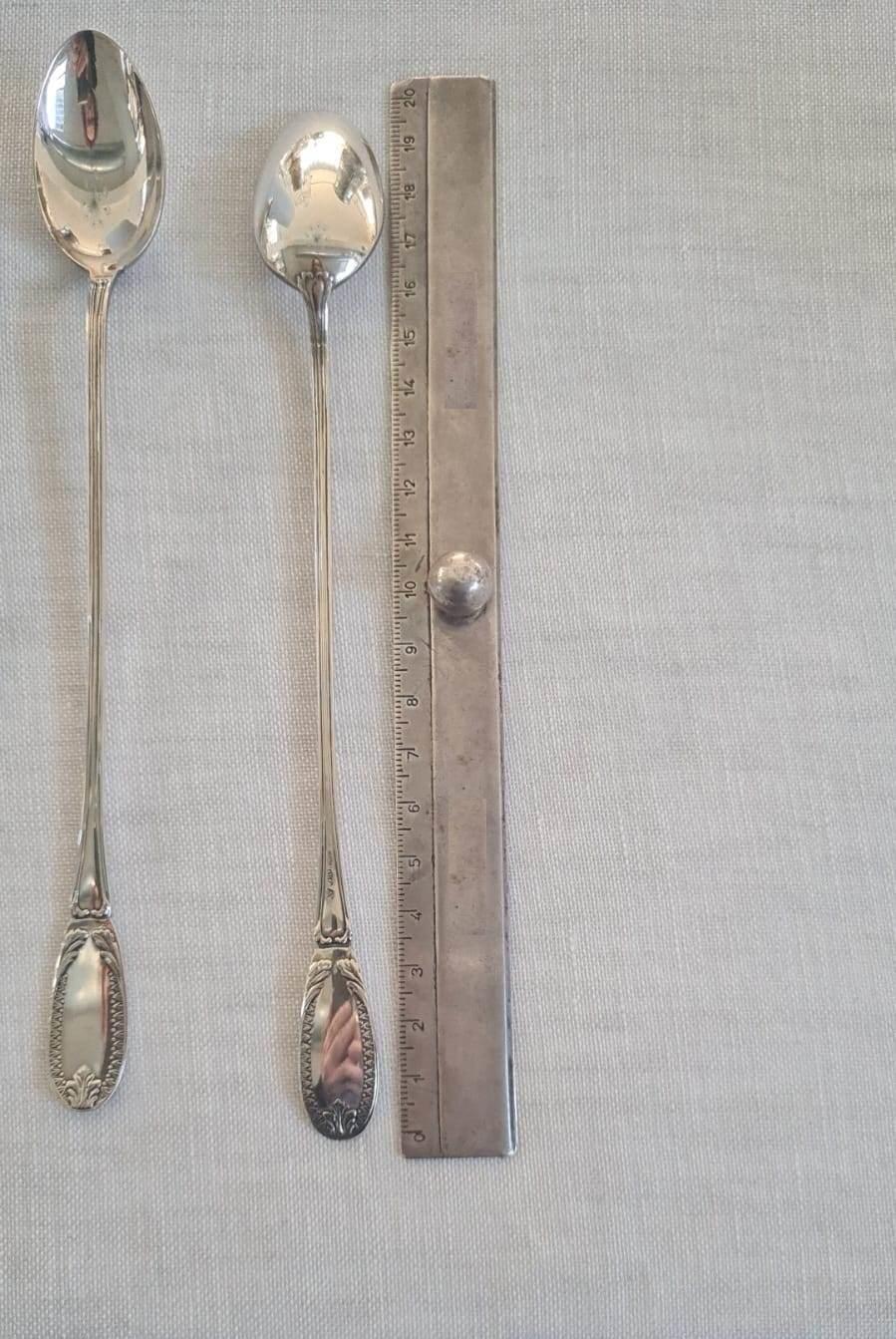 Contemporary Sterling Silver Set of 6 bar spoons, long handle for cocktail mixing For Sale