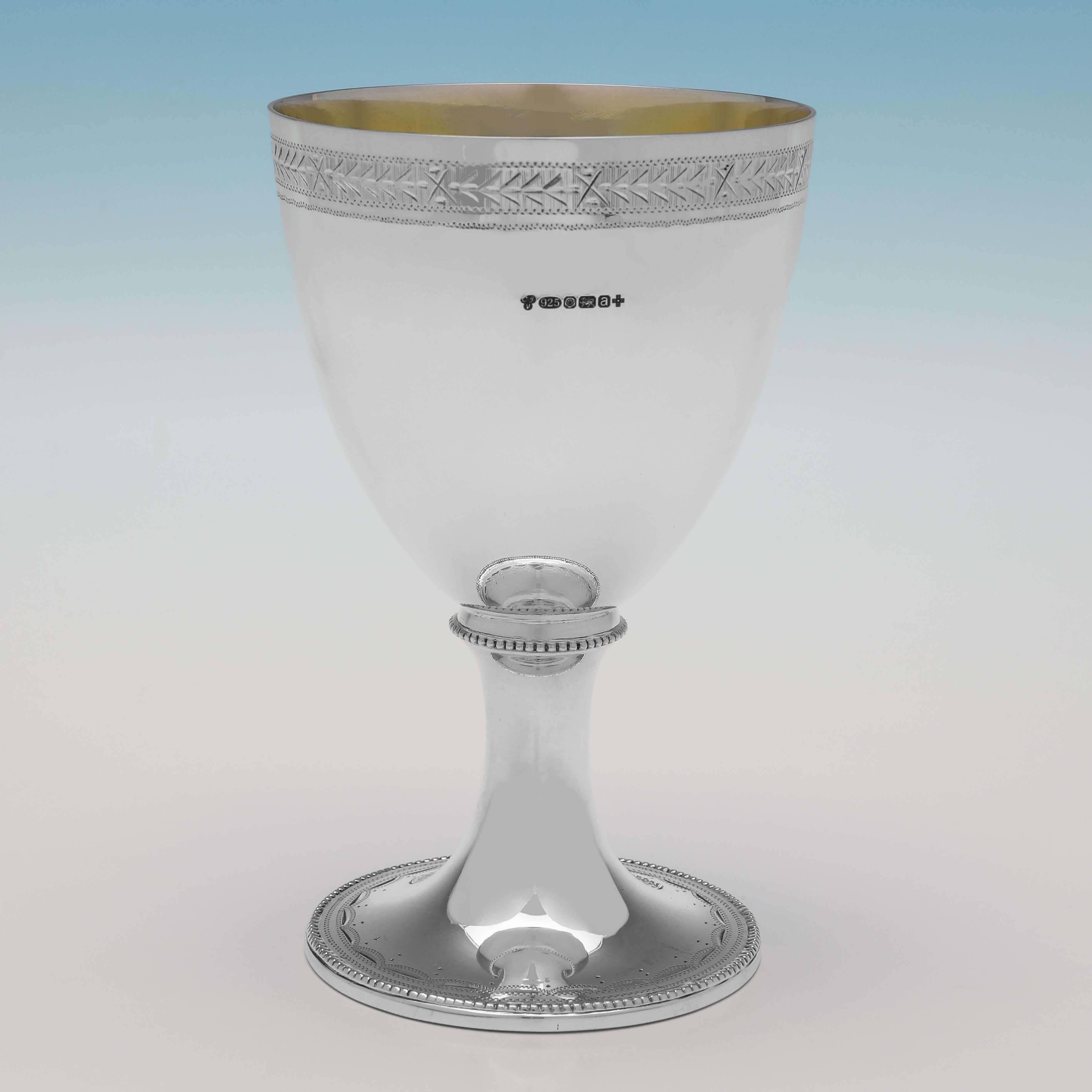 Neoclassical Revival Neoclassical Design Set of 6 Sterling Silver Goblets - C. J. Vander 2000 For Sale