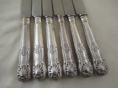 Sterling Silver Set of 6 Kings Pattern Dessert Knives Hallmarked, London 1822