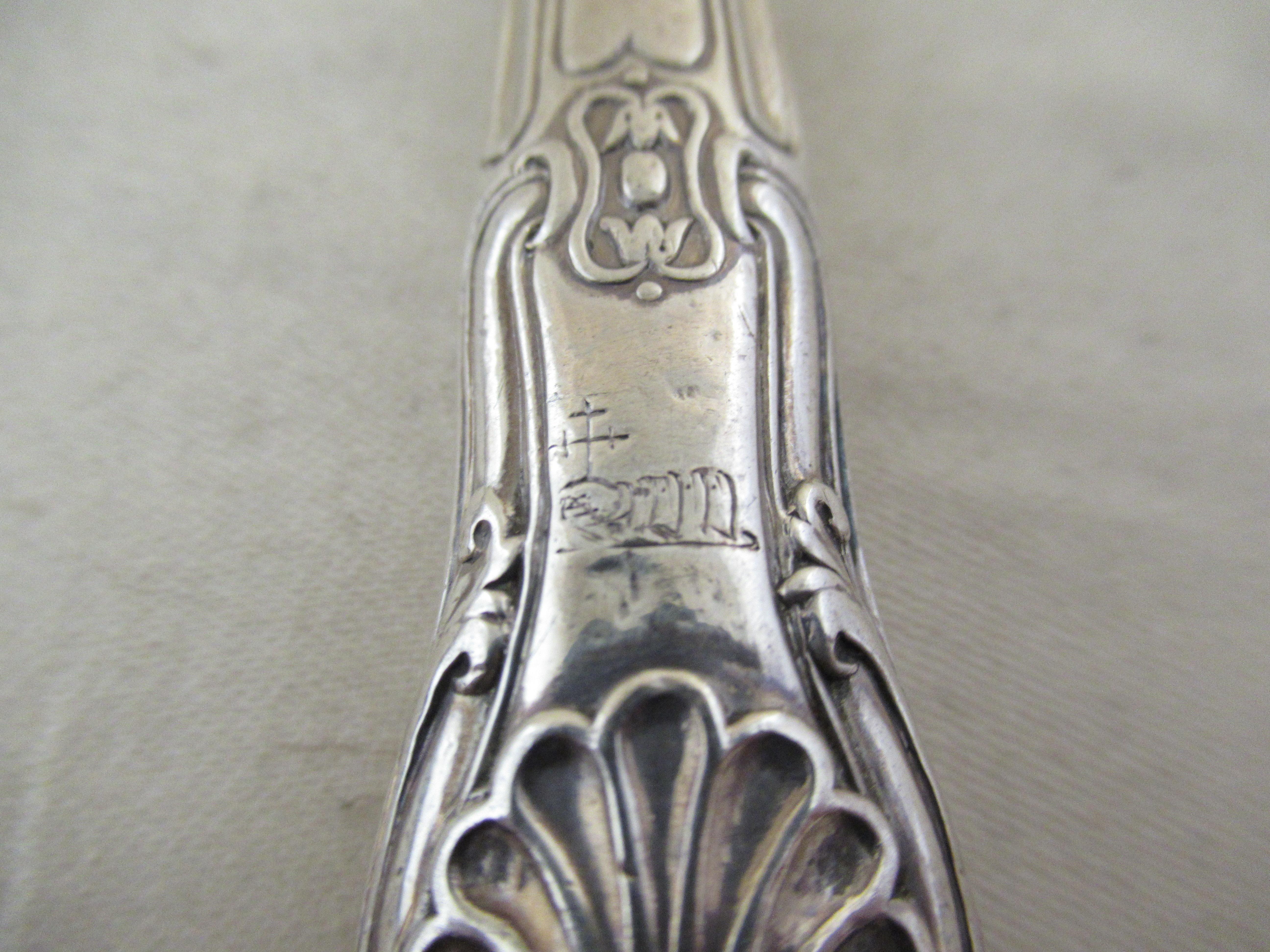 Sterling Silver Set of 6 Kings Pattern Dessert Knives Hallmarked, London 1822 In Good Condition For Sale In York, GB