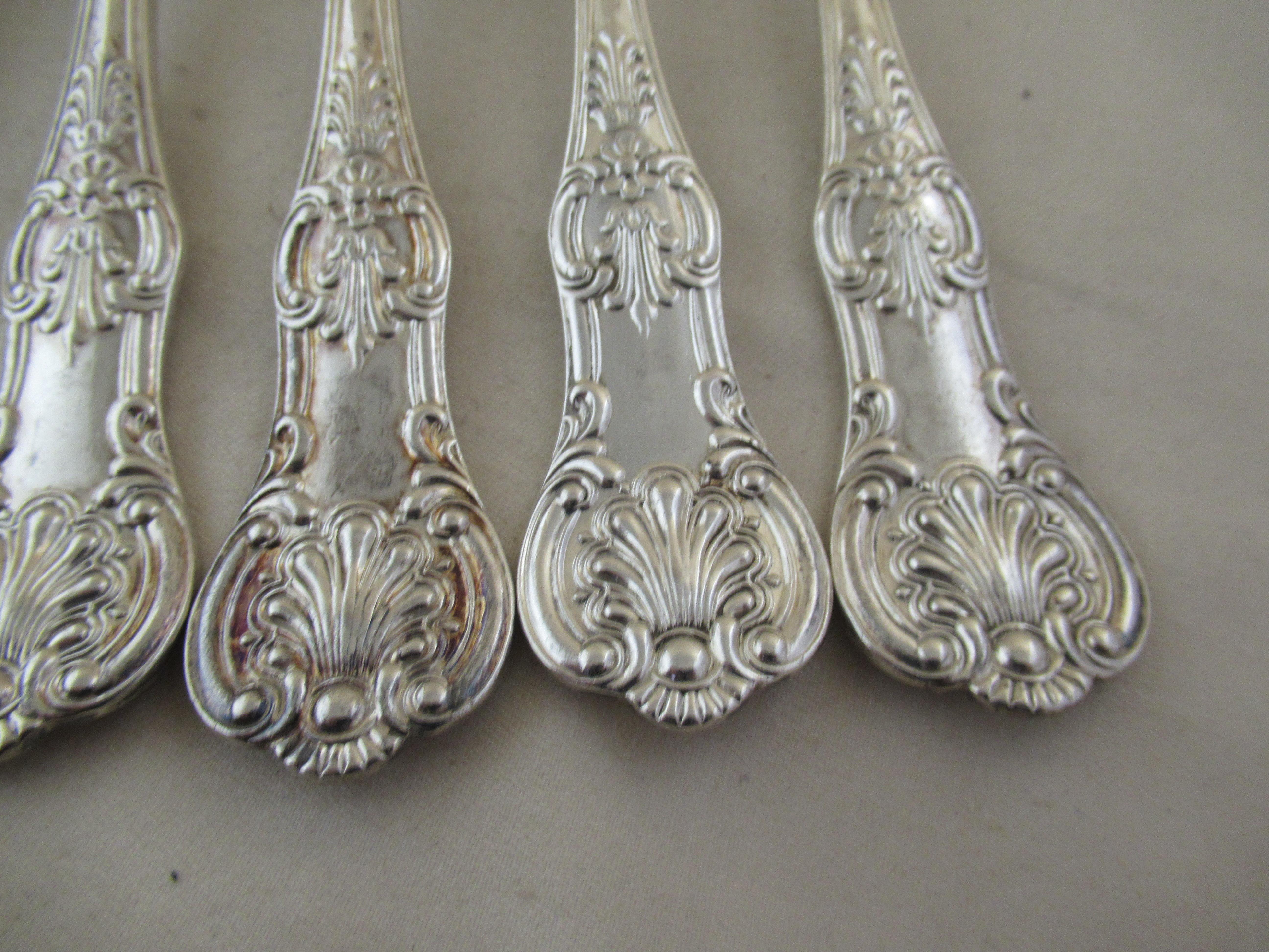 Edwardian Sterling Silver Set of 6 King's Pattern Table Forks Hallmarked, Sheffield, 1904