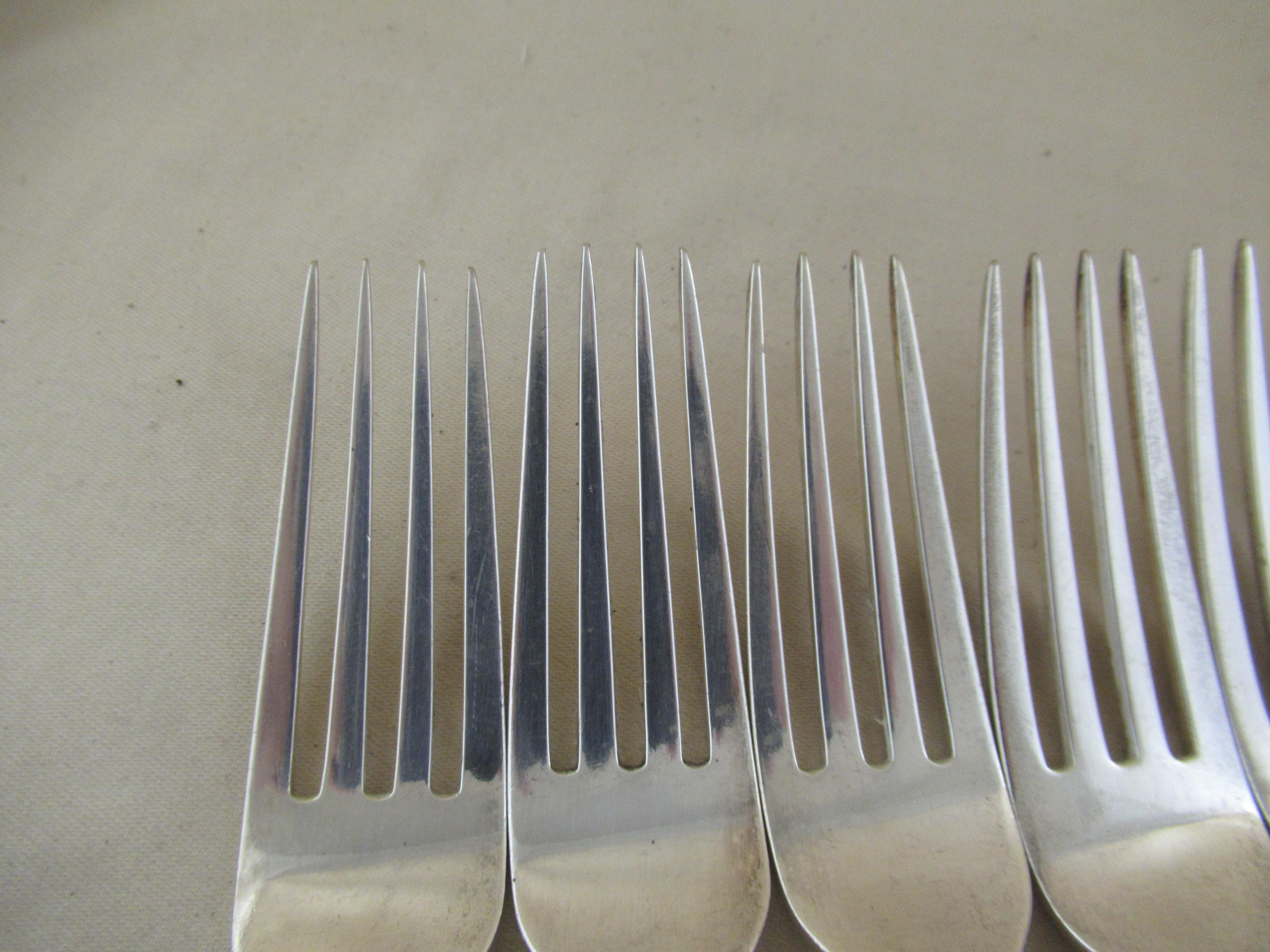 English Sterling Silver Set of 6 King's Pattern Table Forks Hallmarked, Sheffield, 1904
