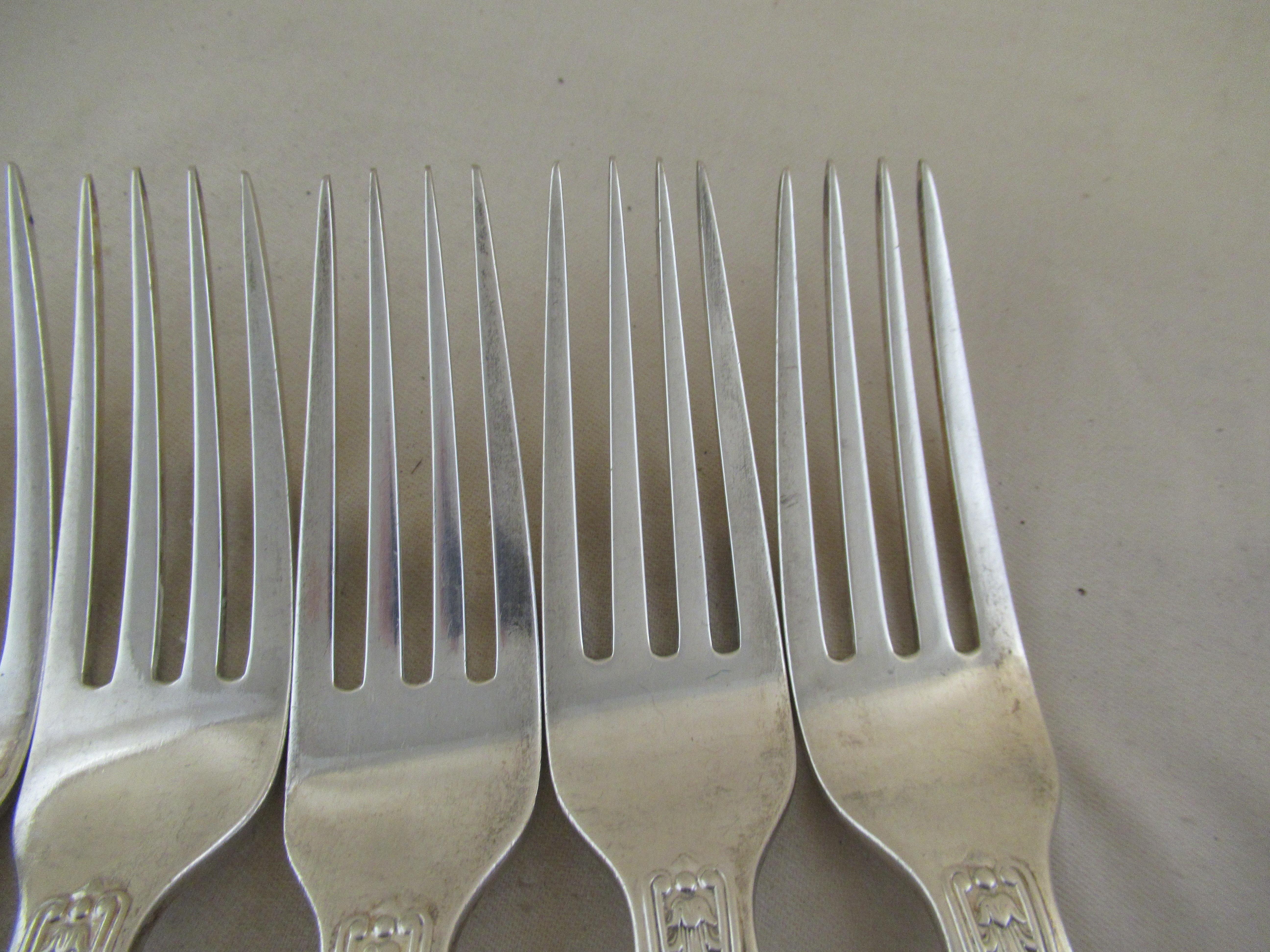 Hand-Crafted Sterling Silver Set of 6 King's Pattern Table Forks Hallmarked, Sheffield, 1904