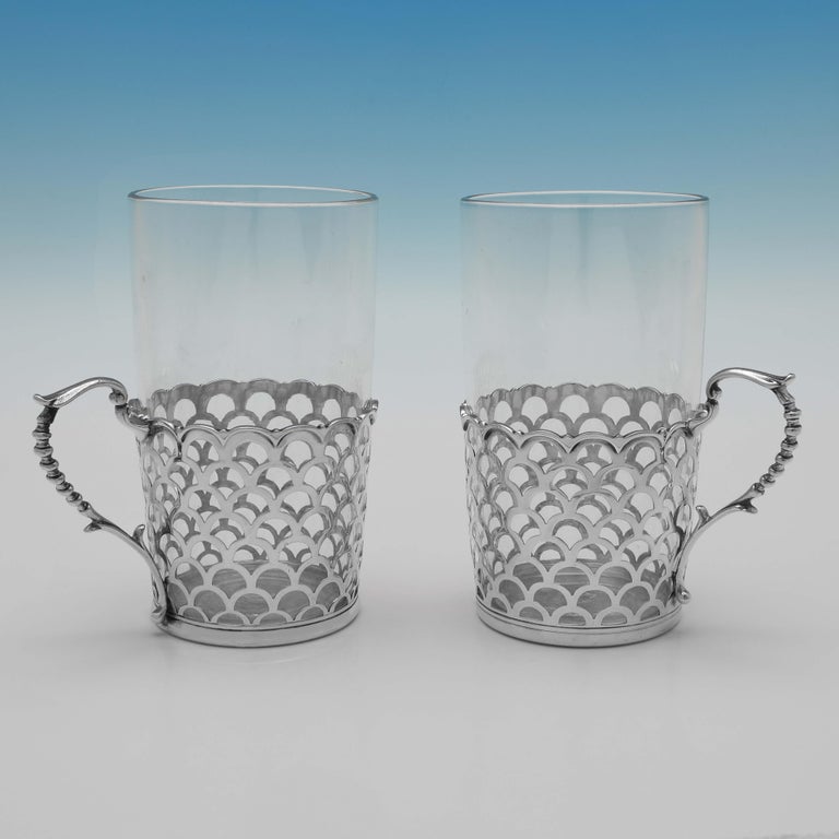 Set of 6 MidCentury Modern Sterling Silver Tea Cups, Mappin and b, 1948 For Sale at 1stDibs