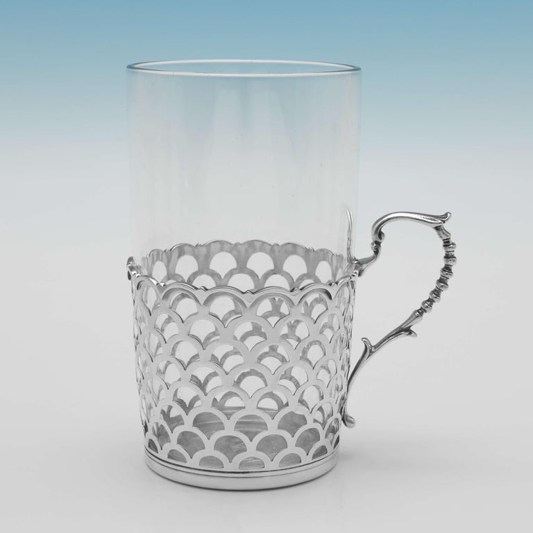 Set of 6 MidCentury Modern Sterling Silver Tea Cups, Mappin and b, 1948 For Sale at 1stDibs