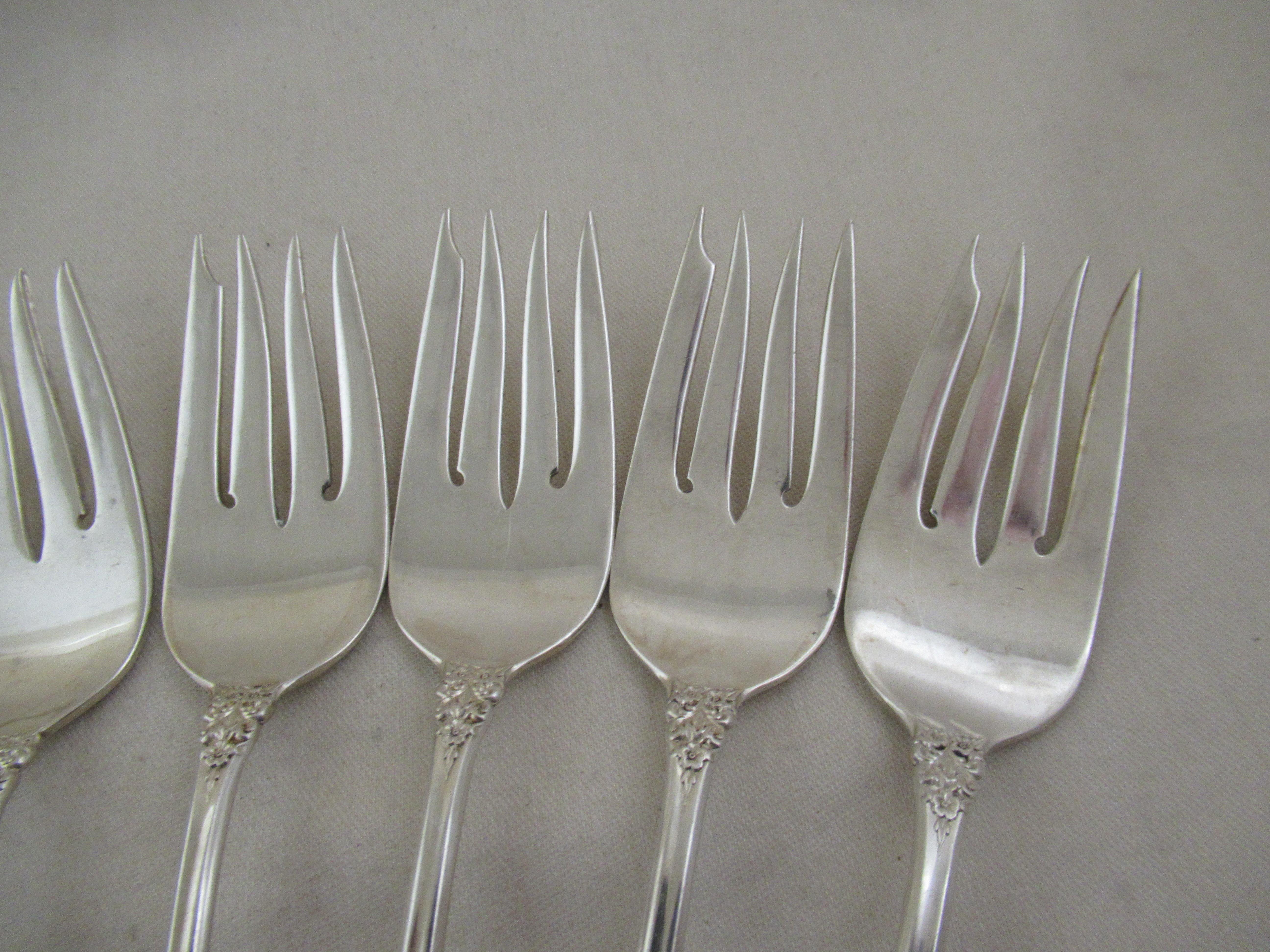 Empire STERLING SILVER Set of 8 SWEETMEAT or CAKE FORKS - PRELUDE by INTERNATIONAL For Sale