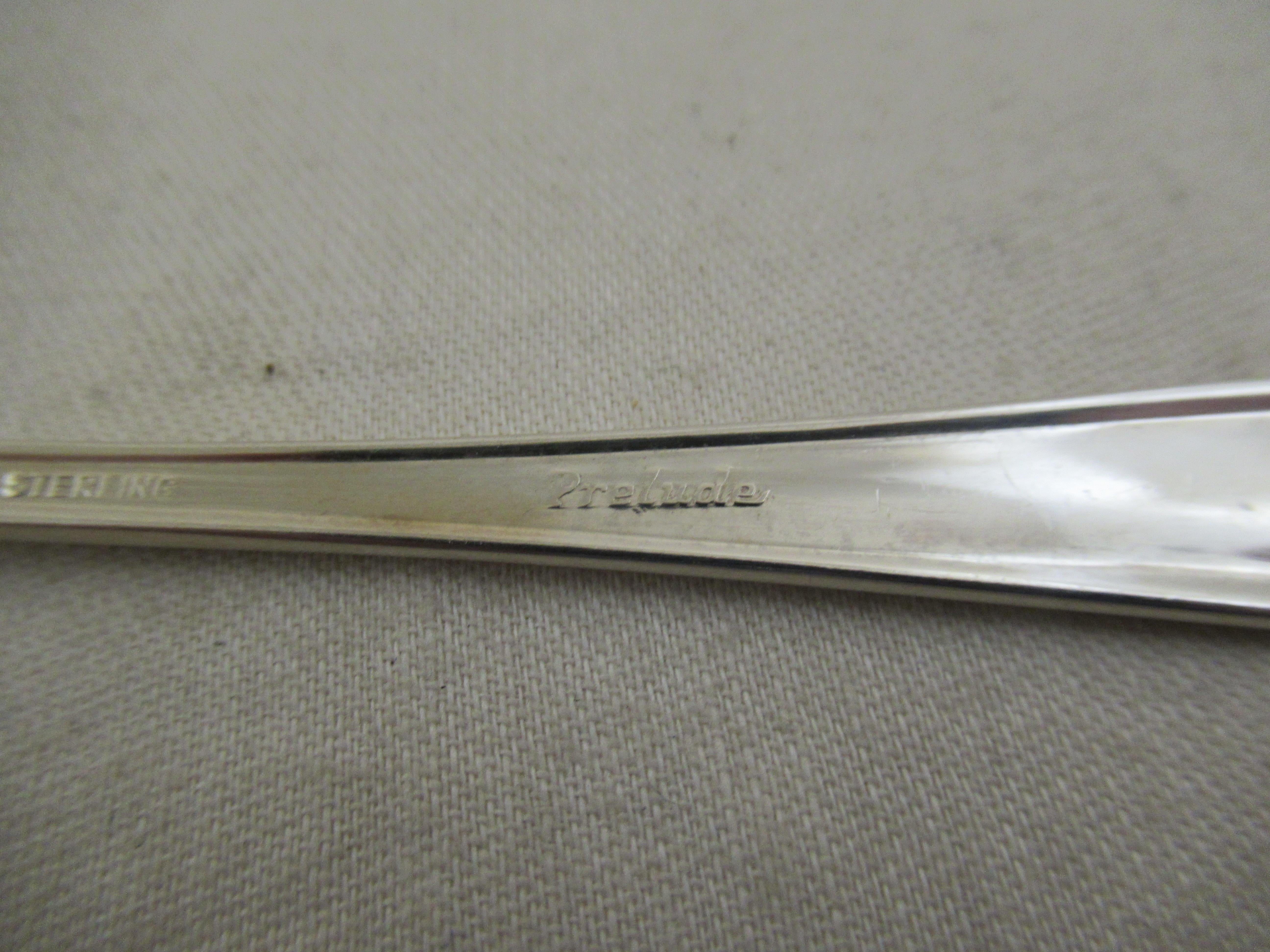 Sterling Silver STERLING SILVER Set of 8 SWEETMEAT or CAKE FORKS - PRELUDE by INTERNATIONAL For Sale