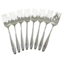 STERLING SILVER Set of 8 SWEETMEAT or CAKE FORKS - PRELUDE by INTERNATIONAL