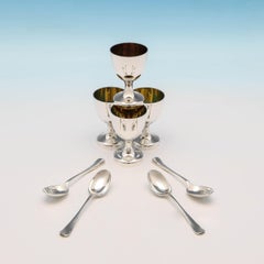 Sterling Silver Set of Egg Cups and Spoons