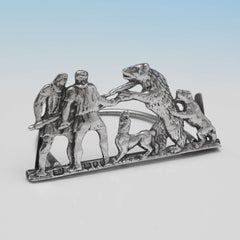 Novelty Set of Victorian Sterling Silver Menu Holders / Name Card Holders, 1892